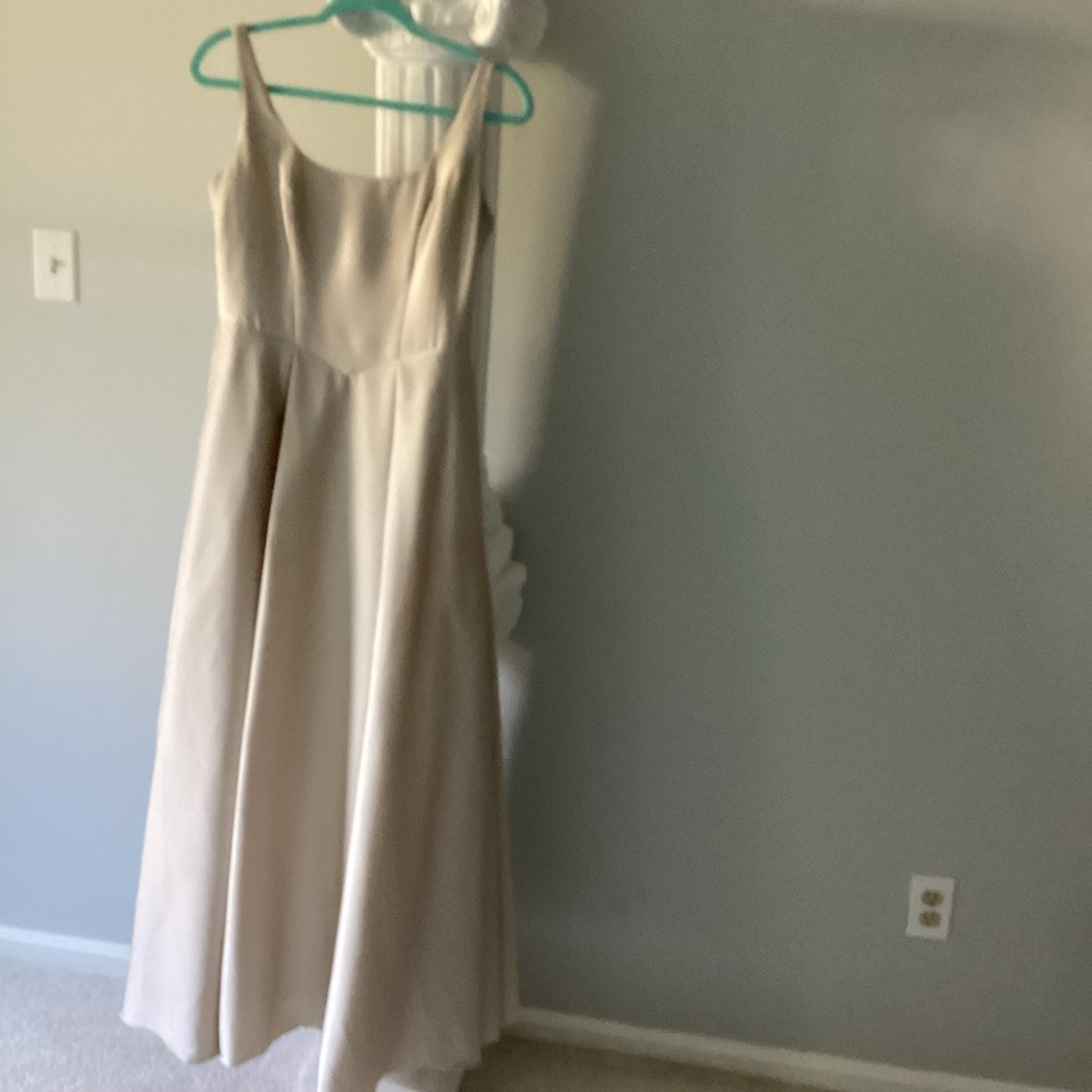 Azazie size A8 gown in cream-winter white, lined, and tulle layer.